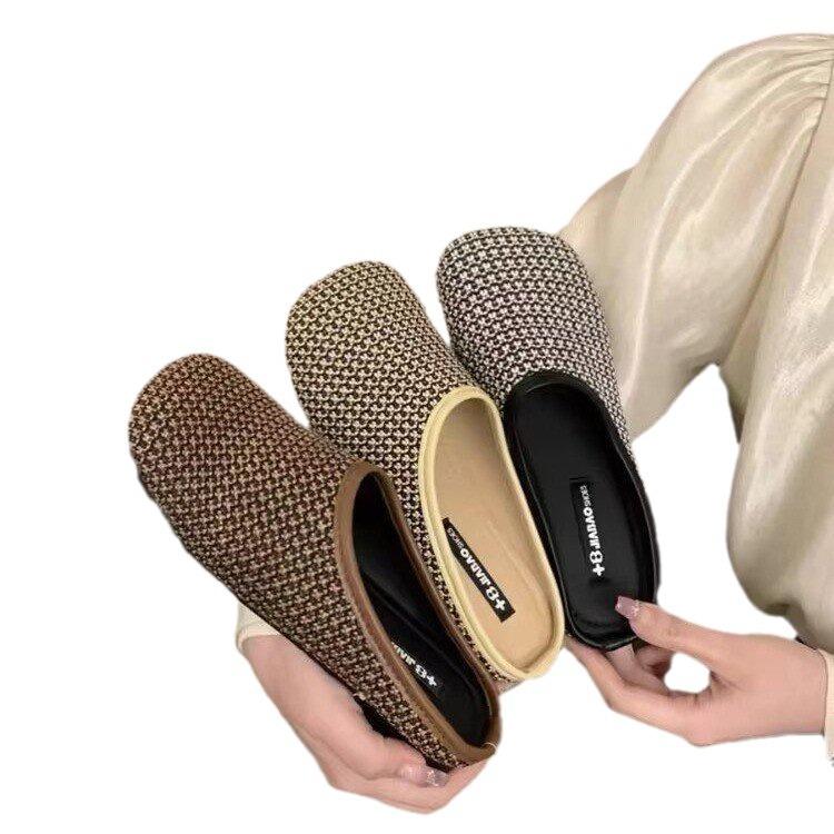 2024 New Women's Slipper Gentle Wrap Head Half Slipper Ladies Summer Coat New Flat Without Heels Lazy Muller Flip-flops Ladies