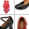 5.5cm 6cm Elegant Comfortable Ankle Bandage Med Block Heels Shoes Women Spring 2025 Soft Leather Shoes for Office Dance Work