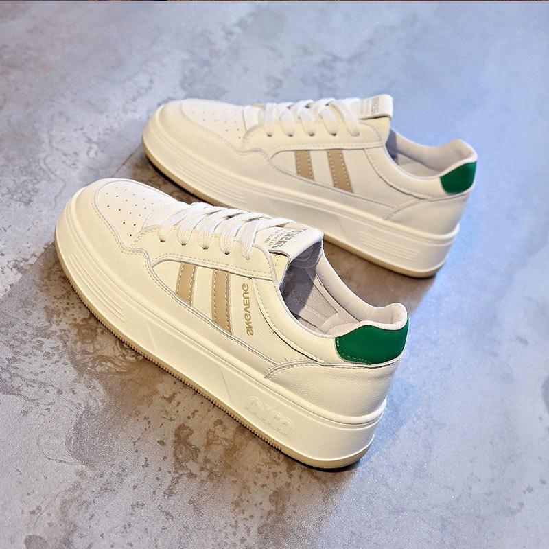 Leather Fashion Soft Sole Women's Spring New Muffin Sole Lightweight Versatile Casual White Shoes