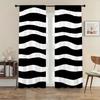 2pcs Black and white horizontal patterned curtains   minimalist style   living room   bedroom   pull rod pocket   window decoration