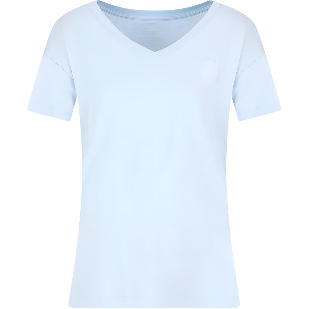 Armani Exchange Solid V-Neck Pullover Short Sleeve T-Shirt Women tops Light-Blue XW000531-AF10359-U9278