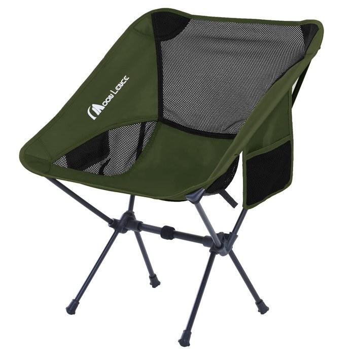 MOON LENCE Outdoor Chair Camping Chair Folding Compact Lightweight 907g with Storage Bag Hiking 150kg Capacity Green