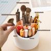 360° Rotating Makeup Brush Organizer with Dustproof Lid - Cosmetic Storage Holder for Vanity & Dresser