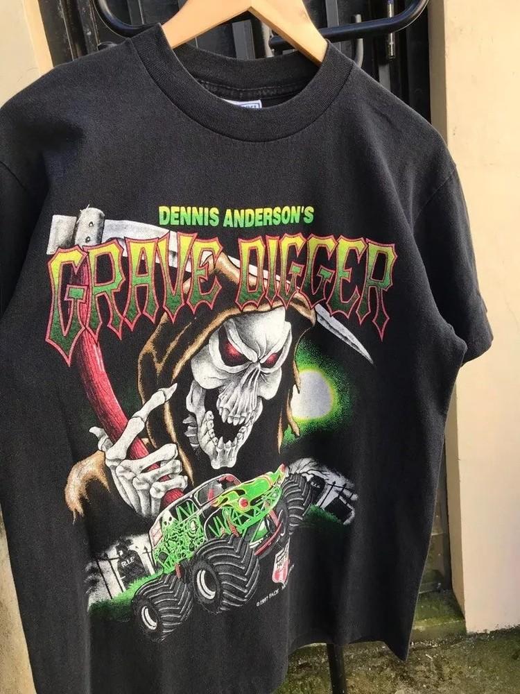 

1997 Monster Jam Grave Digger Хлопок Черный Унисекс Футболка S5XL Мужчины Женщины Унисекс Футболка S