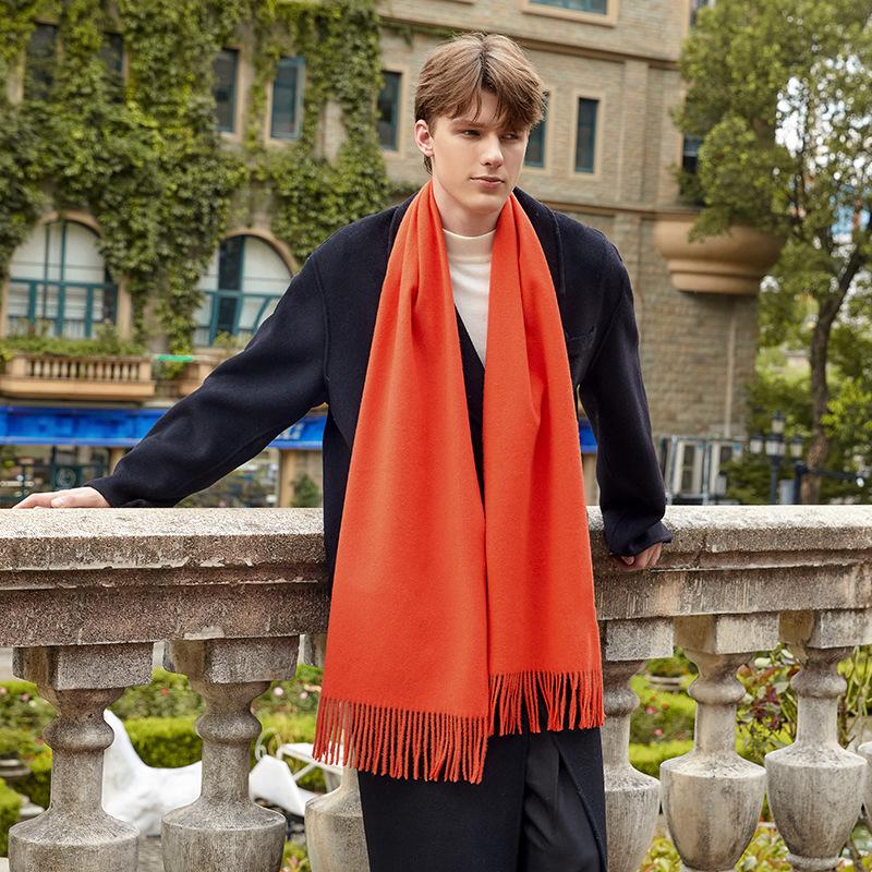 Men's Solid Color Scarf Autumn and Winter New Versatile Wool Scarf Korean Atmosphere Cashmere Scarf Women's Winter Warmth