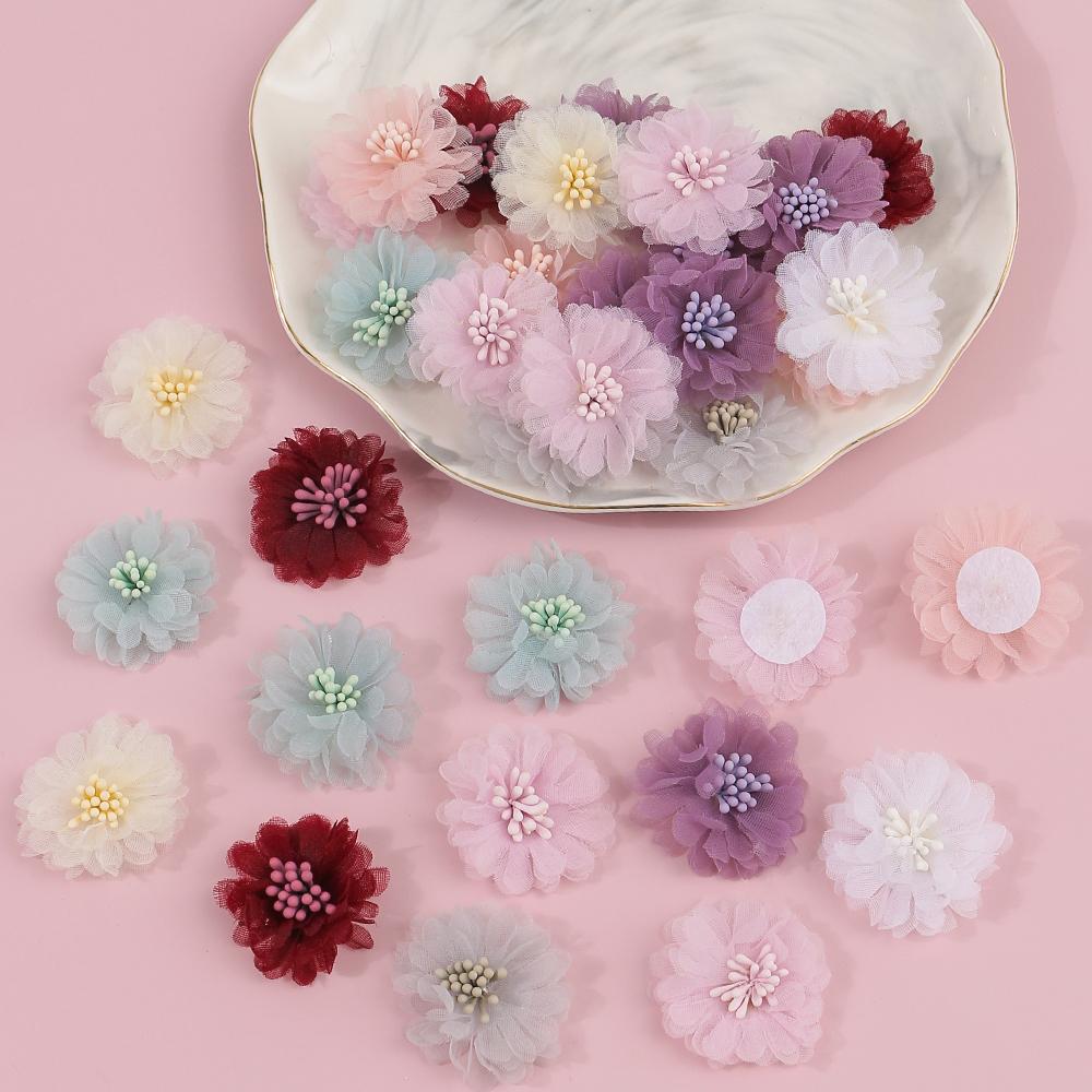 5/10Pcs Chiffon Yarn Artificial Flowers 4CM Fake Flowers for Home Room Decor Garden Wedding Decoration DIY Craft Gifts Accessory