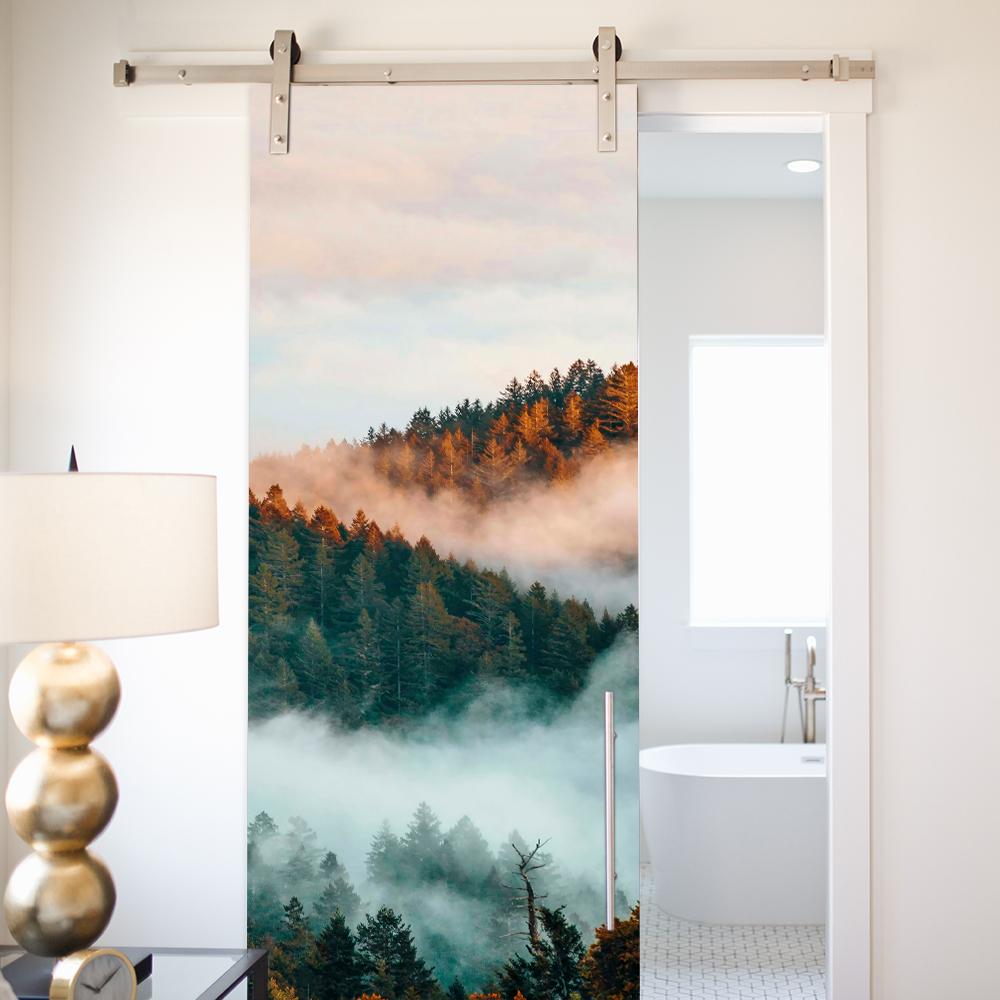 3D Forest Scenery Door Sticker - Removable Vinyl Mural, Nature Pathway Adhesive Door Wallpaper for Home Decor