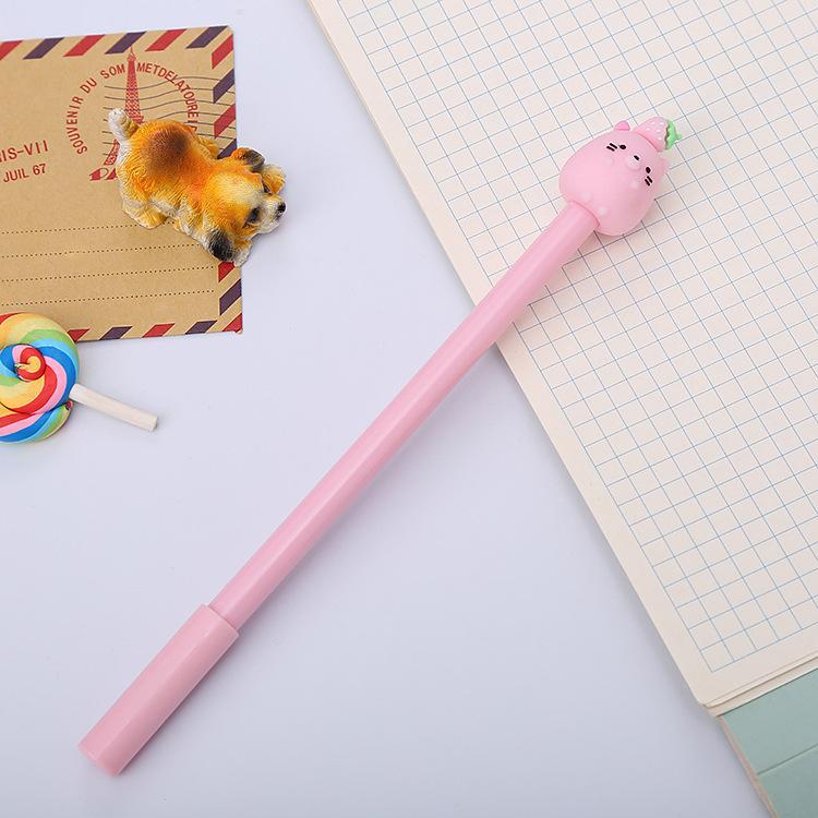 10Pcs Creative Animal Fruit Gender-neutral Pen, Korean Version of Black Student Exam Water-based Pen