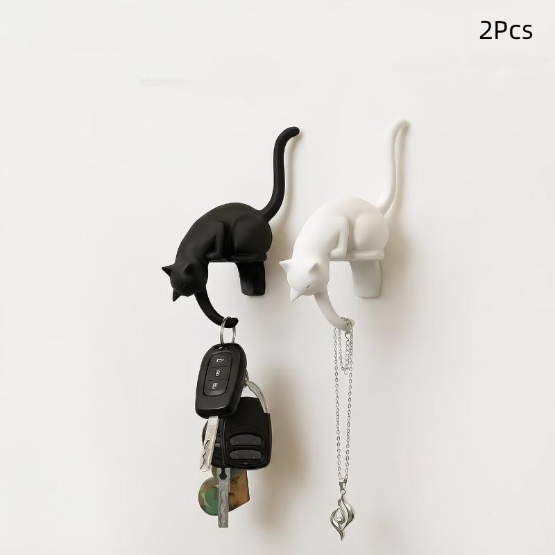 Kreative 3D-gedruckte Klebehaken für die Wand Katzenschwanzform Regalrand Bohrlos Heimdekoration Katzenform Hängehalter