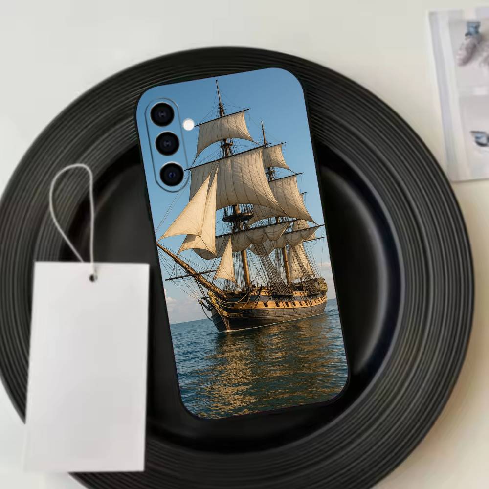 Sailing Ship B-Boat Phone Case For Samsung Galaxy A73,A72,A71,A70,A53,A52,A51,Others Soft Black Cover Samsung a72