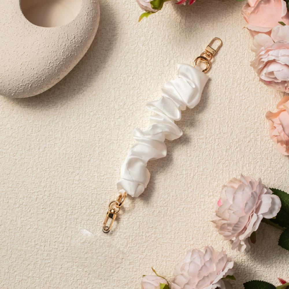 Wrist Strap Satin Mobile Phone Strap Short Large Intestine Bag Rope DIY Trinkets золотой/белый