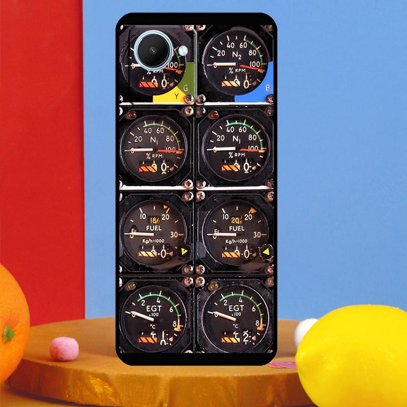 Flight Instruments Cockpit For Realme C75 C71 C55 C53 C67 C61 C33 C63 C51 10 11 12 13 14 15 Pro Plus C65 GT7 Pro Case