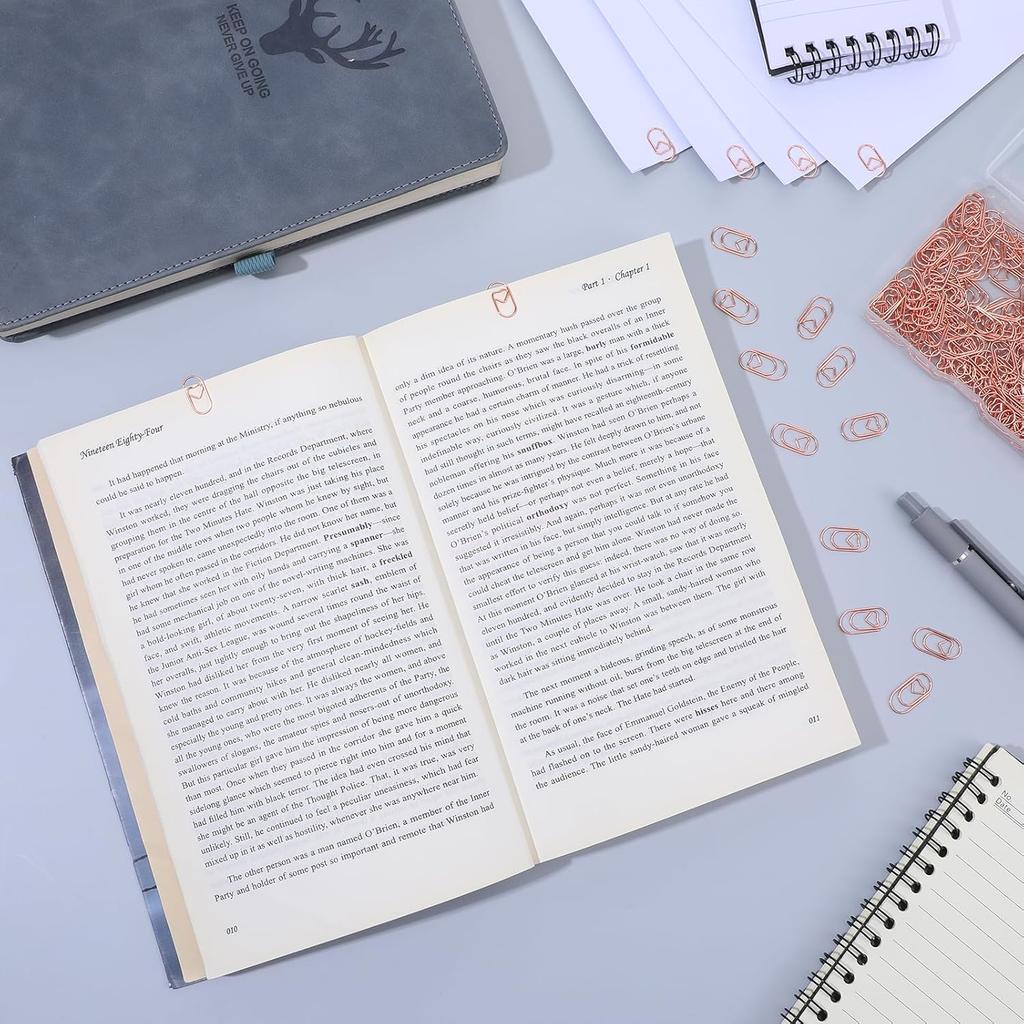 200 Pcs Heart Paper Clips, Gold Paper Clips Paperclips Small Papers Clip Cute Mini Paperclips for Office Home Desk Paperwork Organizers DIY Crafts