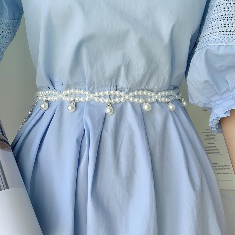 Pearl Chic White Waist Belt For Women Fashionable Accessory For Dresses Sweaters And