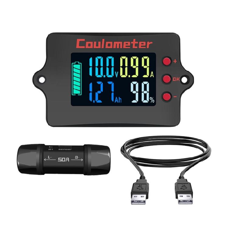 Coulombzähler Batteriemonitor Batterikapazitätstester Indikator Coulometer Digitales Voltmeter Amperemeter