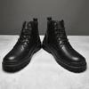 New Winter Men Boots Fashion Thick Bottom High Top Casual Boots Luxury British Style Trendy Boots Black Leather Men Formal Boots