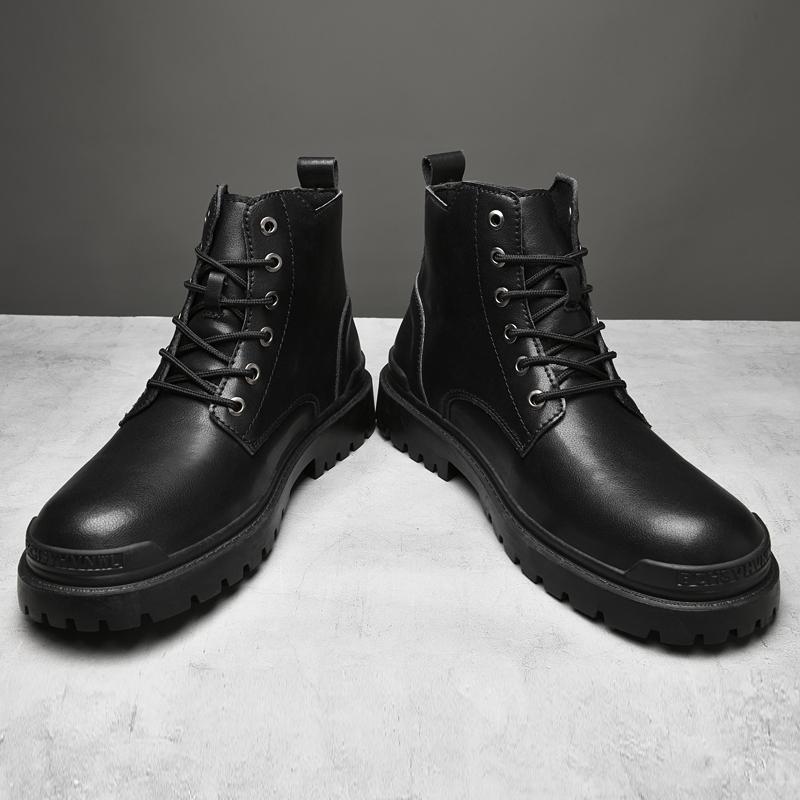 New Winter Men Boots Fashion Thick Bottom High Top Casual Boots Luxury British Style Trendy Boots Black Leather Men Formal Boots
