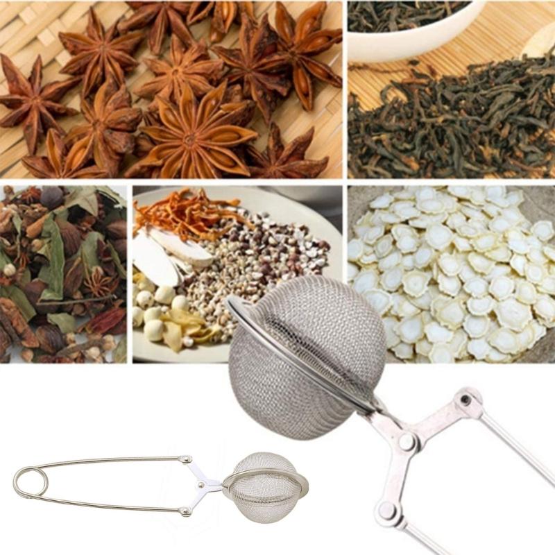 4pcs Rustproof Teas Filter Ball Stainless Steels Easy to Open Close Clip Kitchen Teas Mesh Infuser Strainer with Handle