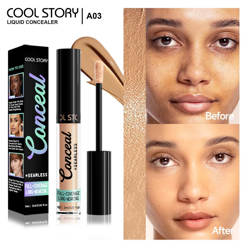 Concealer Covers Acne Marks, Dark Circles, Spots, Tattoos, Scars, Contouring Foundation, Long-lasting Waterproof and Quick-drying Liquid Concealer
