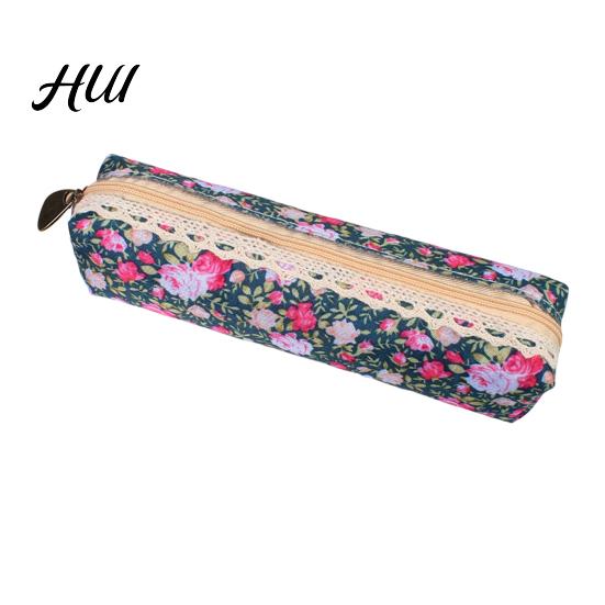 Dot Pencil Pouch Floral Canvas Case, Vintage Polka Pen Pouch, Texture Bag Large Capacity Stationery for Students, Office School Supplies Fabric