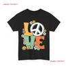 Love Peace Sign 70s 80s Costume Party Groovy Hippie Retro T Shirt Vintage Washed Versatile Stretched Casual Graphic
