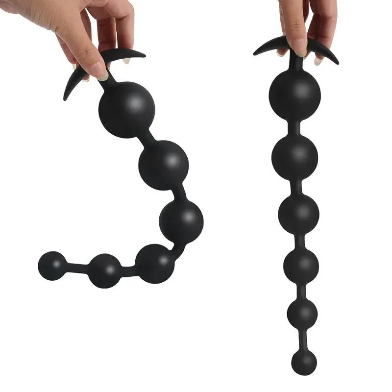 Super Dlouhé Anální Korálky Anální Plug Masáž Prostaty Velký Anální Plug Vaginální Kuličky Anální Stimulace Tahací Korálek Dildo Hluboká Anální sex Hračka