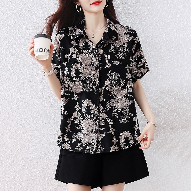 Elegant Floral Retro Printed Women's Shirt