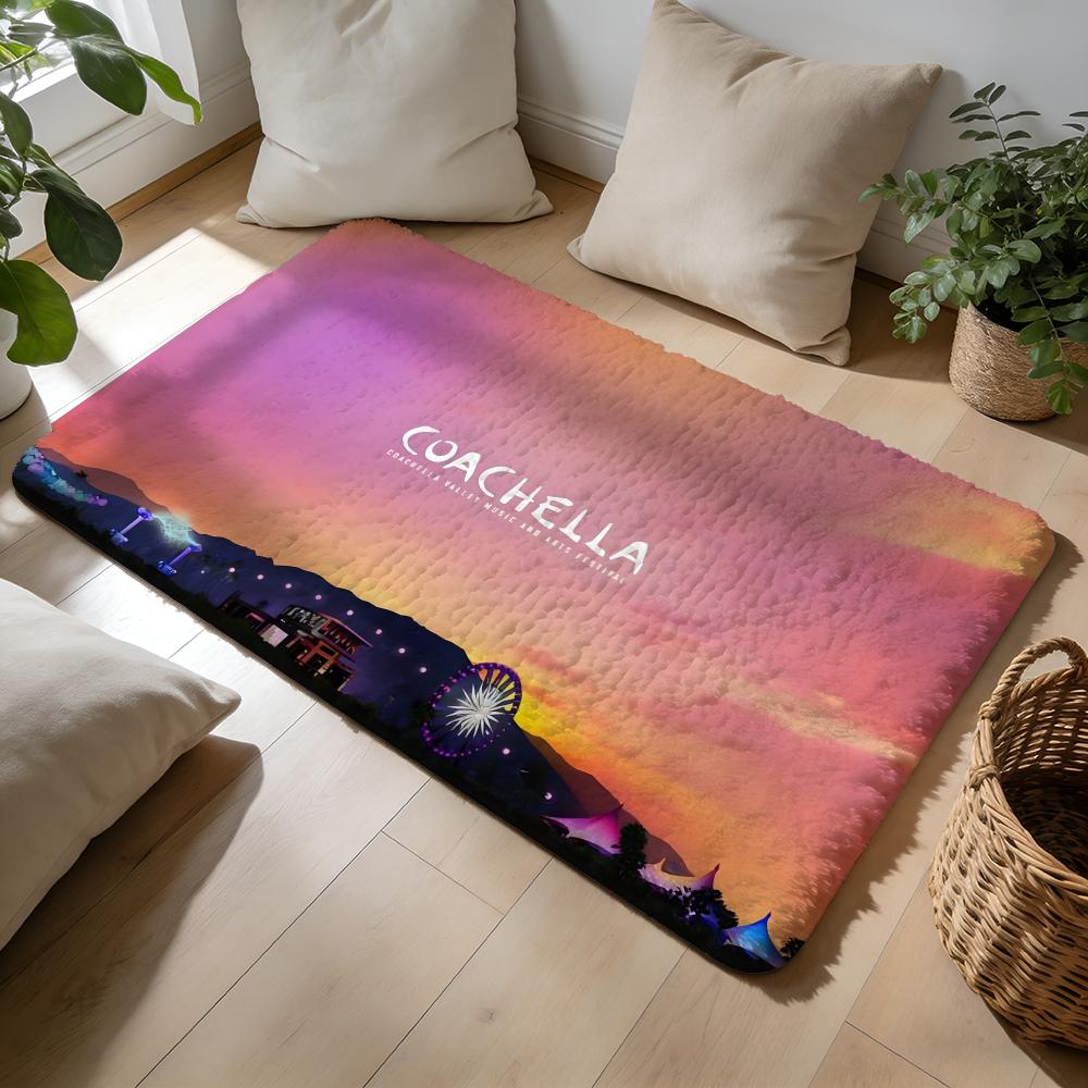 CCoachella Valley Music And Arts Festival Floor Mat Soft Flannel Absorbent Mat Non-Slip Rug Home Bedroom Bathroom