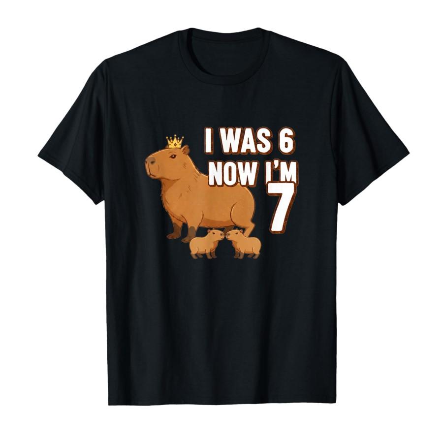

Capybara I was 6 Now I m 7 Birthday Seven Years Old Bday Kid T-shirt For Men Women 100% Cotton T Shirts Short Sleeve Tops 012... S разноцветный
