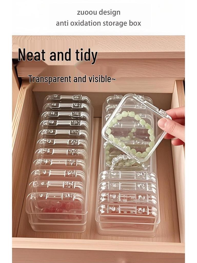 Portable Scratch-Resistant Striped Jewelry Box: Transparent, Sealed, Anti-Oxidation Storage for Wenwan Hand String & Necklace