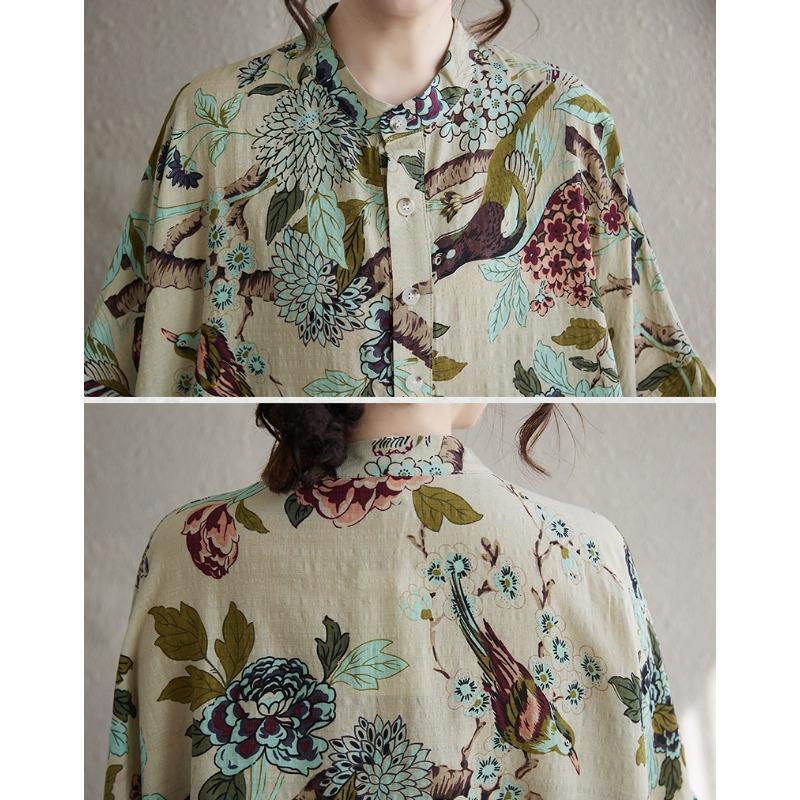 Dimanaf 2025 Summer Women Plus Size Loose Dress Vintage Floral Casual Buttons Long Dress New Oversized