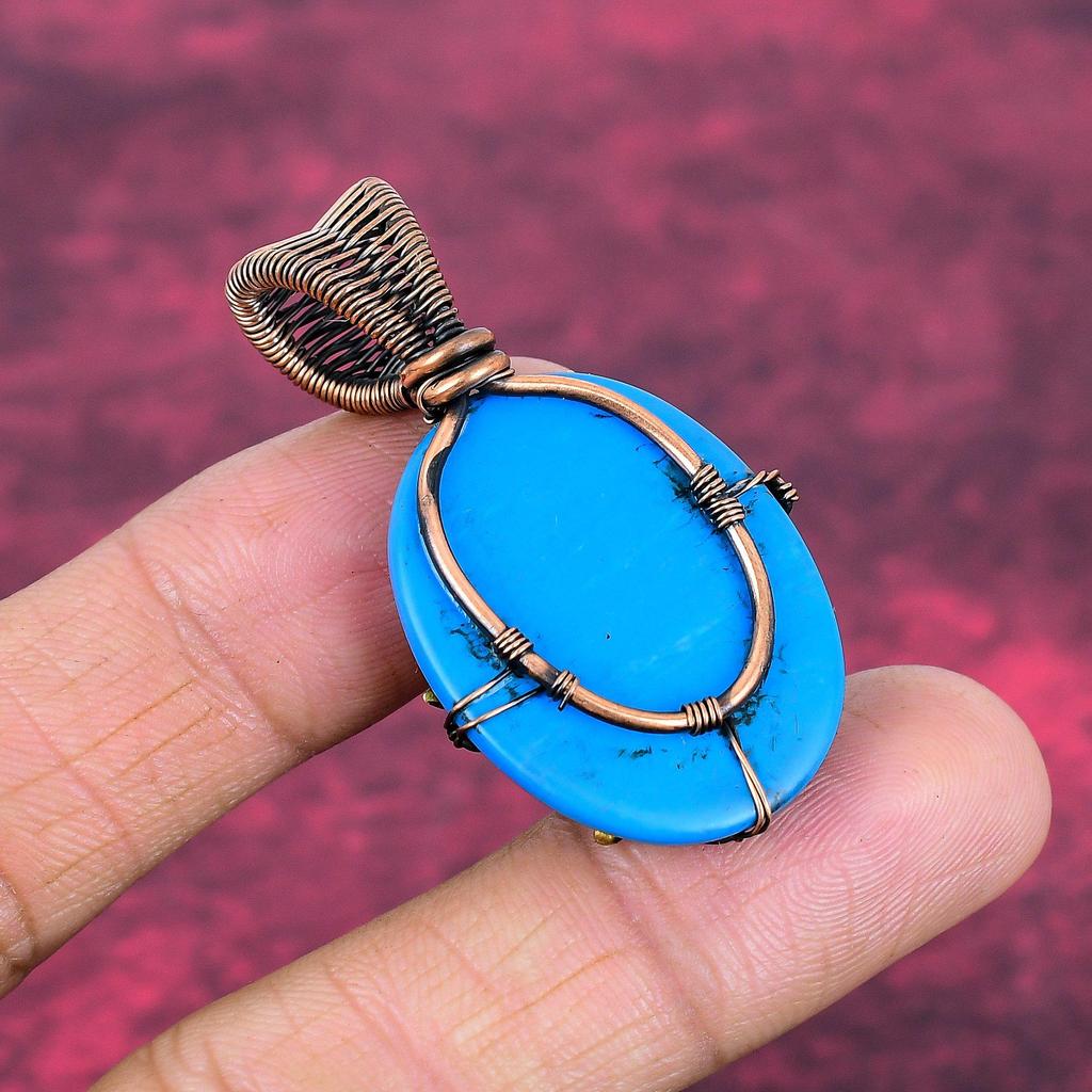 Tree Of Life Sleeping Beauty Turquoise Pendant Copper Wire Wrapped Gemstone Pendant Handmade Jewelry