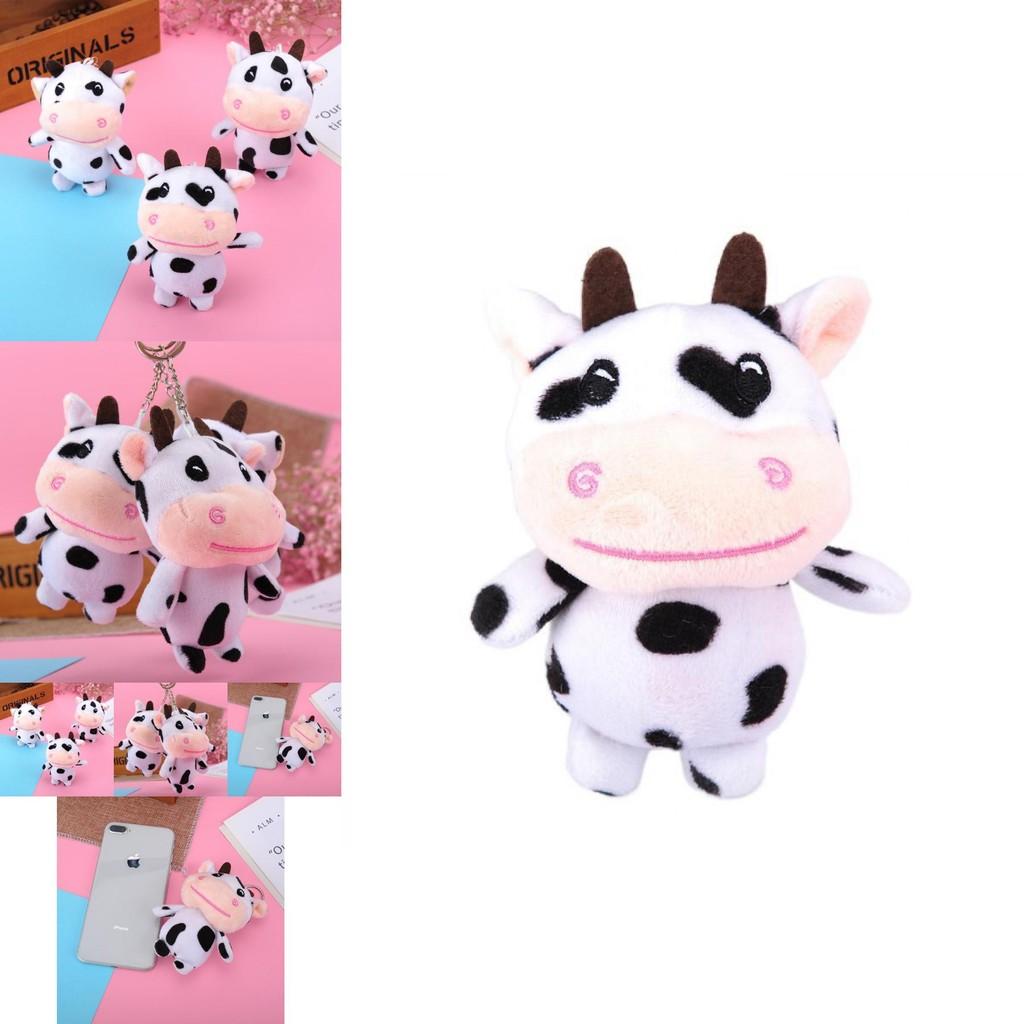 Mini Black And White Cow Plush Keychain Lovely Animal Stuffed Toy Gift