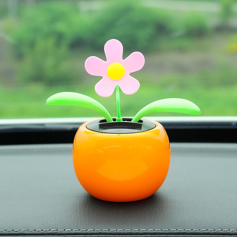 Solar-Powered Waving Sunflower Car Ornament - Cartoon Interior Decoration Accessories for Women