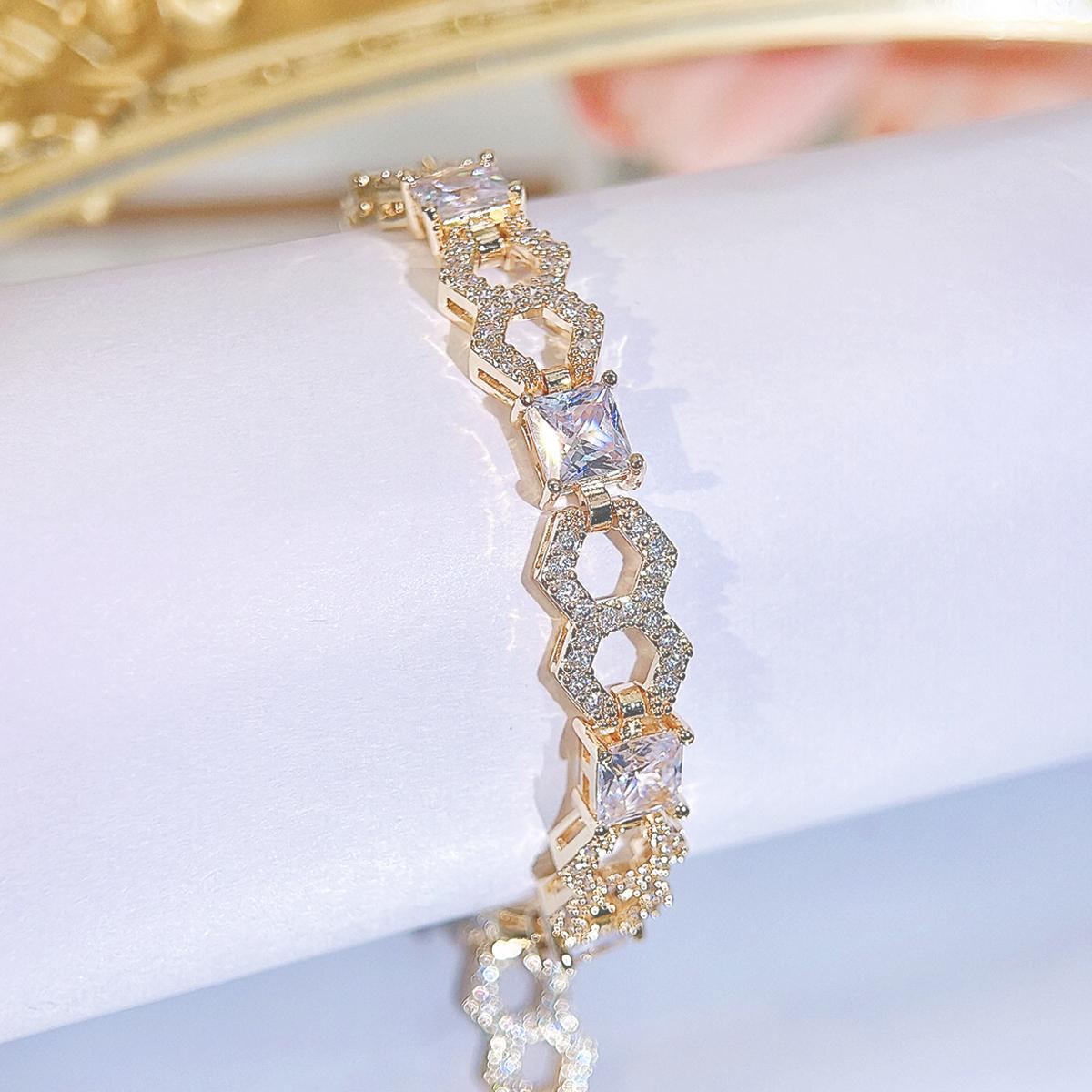 

WWJ корейский стиль полые золотые циркониевые женские модные универсальные теннисные браслеты свадебные вечеринки красивые ювелирные изделия золотой