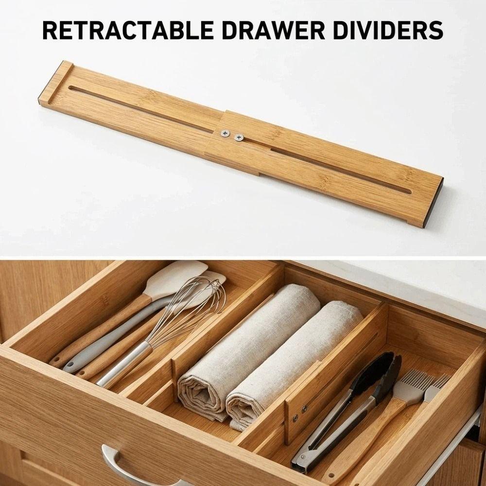 Bamboo Expandable Drawer Separators Creative Adjustable Partition Board  Office Storage