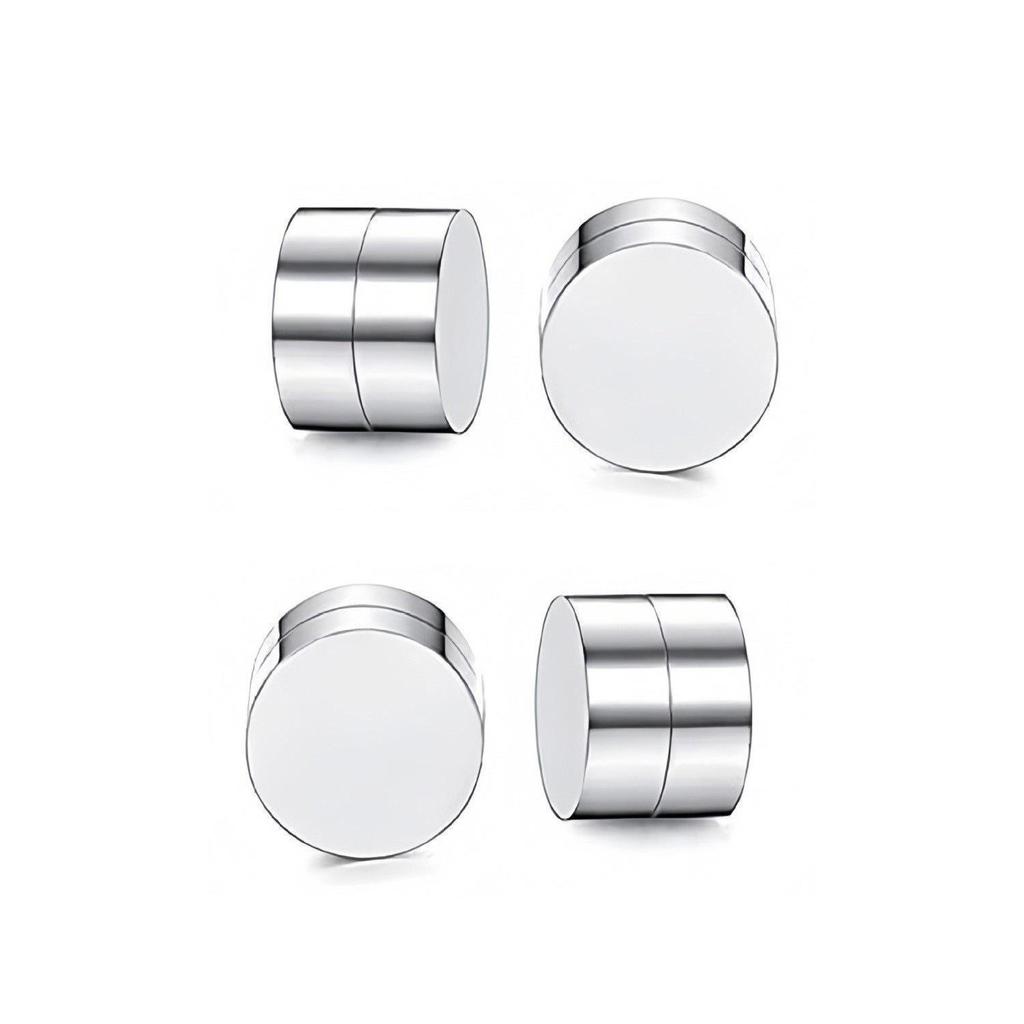 Zirconia Magnetic Ear Clips | No Piercing Faux Stud Earrings for Couples In Stainless Steel