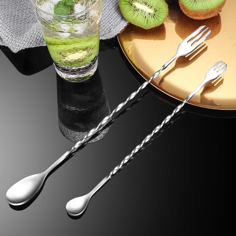 Island Odd Stainless Steel Cocktail Mixing Spoon with Double-Ended Jigger