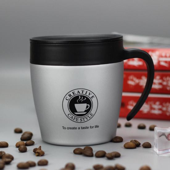 1 Set 330 ml Thermobecher mit Griff, doppelwandig, auslaufsicher, weite Öffnung, rostfrei, verbrühungshemmende Isolierflasche