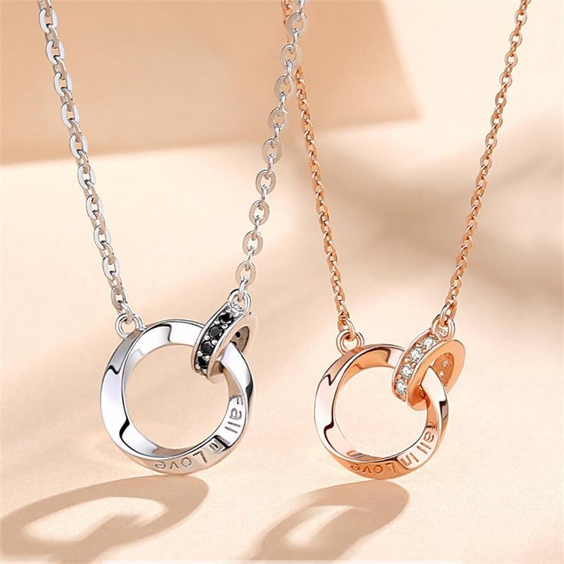 Парное ожерелье Кольцо Мёбиуса для мужчин и женщин, Легкая роскошь, Универсальный дизайн, Аксессуар на ключицу, Пара Mobius Ring Couple Necklace [Women s Platinum]