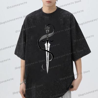 Solo Leveling Print Graphic T-shirts Men Casual High Street Cotton Oversized T Shirt Solo Leveling Funny Anime Cotton Tops Tees