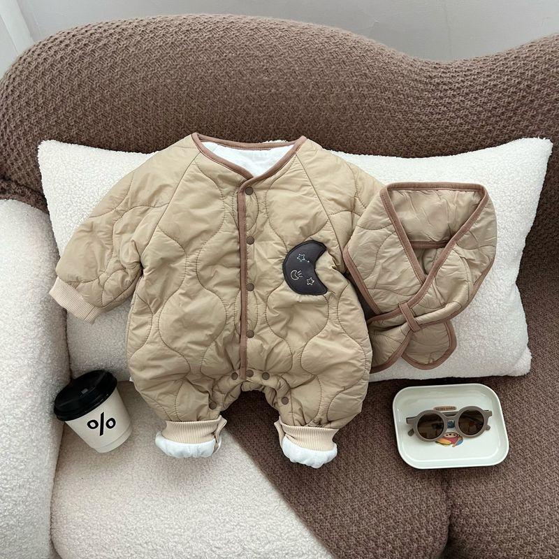

Baby Autumn and Winter Clothing, Korean Style Fashionable Thin Cotton A-Class Romper, Newborn Warm One-Piece Romper, Winter Baby Khaki 66 cm
