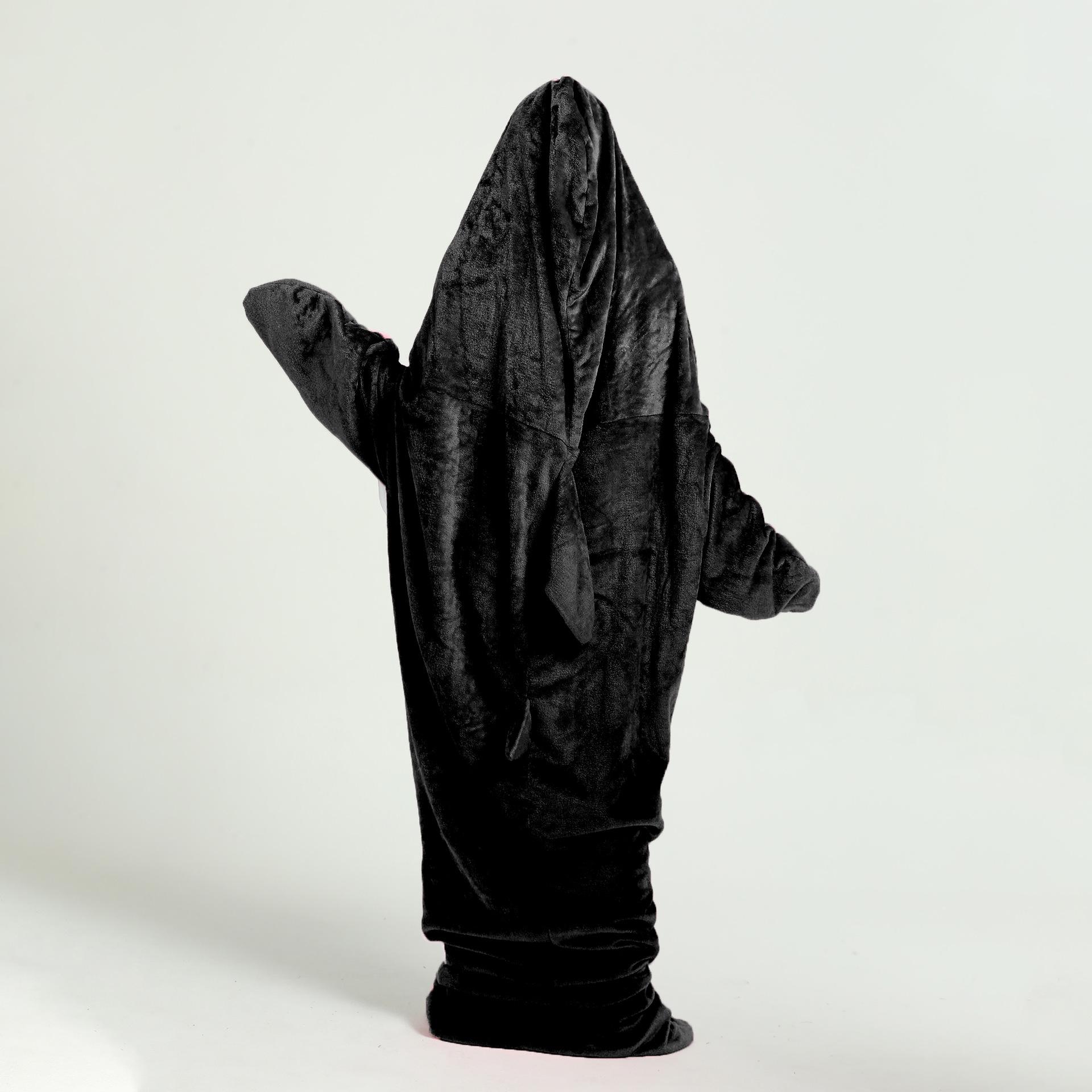 

Женская осенне-зимняя теплая ультрамягкая фланелевая толстовка с капюшоном Shark Onesie Милая свободная домашняя одежда для отдыха чёрный