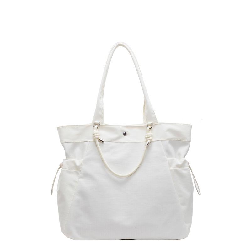 Nylon Tote Bag Women Large Capacity Shoulder Bag with Side Pockets and Adjustable Handle