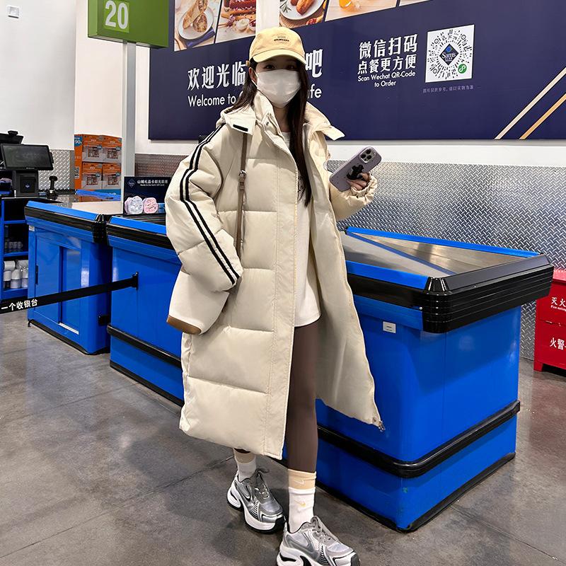 Winter Padded Down Cotton-padded Jacket Women's Fashion Over The Knee Extended Casual Cotton-padded Jacket.