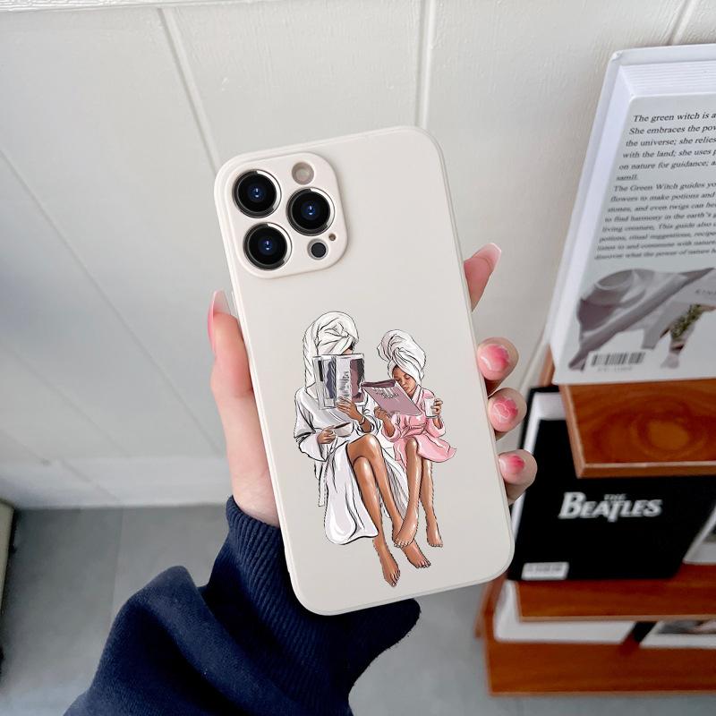 Queen Hair Baby Mom Girl Original Square Liquid Phone Case For iPhone 14 11 12 13 Pro Max Mini X XS XR 7 8 Plus SE2 DIY Cover