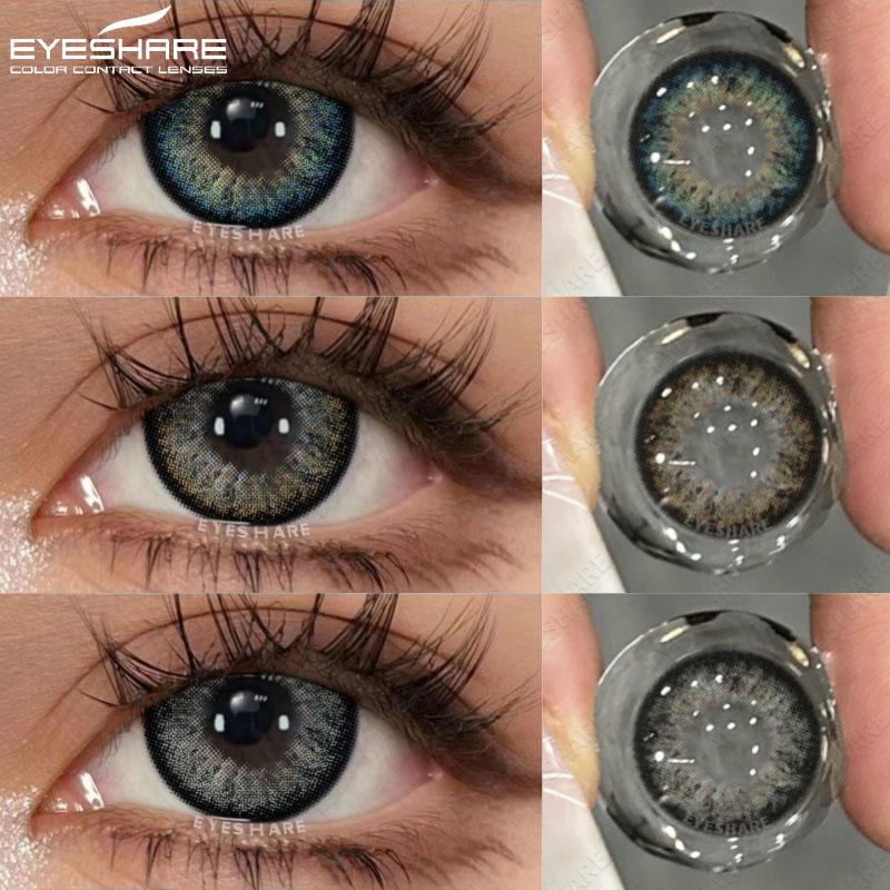 Color Contact Lenses Fashion Black Eye Lenses 1 Pair Beauty Gray Soft Contact Lenses Yearly Colored Lenses for Eyes