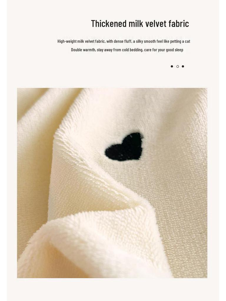 Verdicktes Samt Besticktes Baby Bettwäsche Set - Milchsamt Bettlaken, Bettbezug und Flanell Korallenfleece