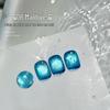 ROLITA Maldives Cat Eye Gel Polish Set - Super Sparkle Blue Pedicure Kit with Transparent Glass Beads.