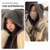 Korean Style Winter Warm Plush Hat for Women Cute Pea Bear Ear Knitted Hat Windproof Earmuffs Outdoor Travel Shopping Cold Hat